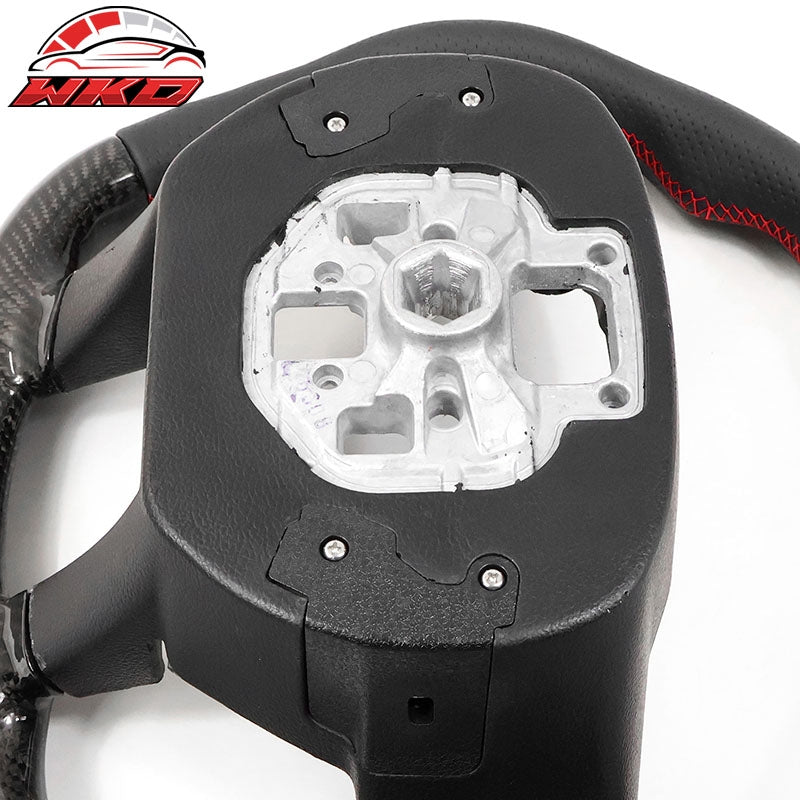 Fits 15-22 Ford F-150 F-250 Steering Wheel Carbon Fiber W/Red Stitch & Indicator
