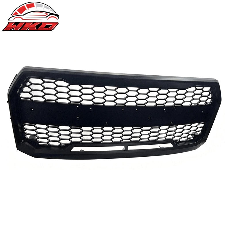 For 15-17 Ford F-150 Raptor Style W/Emblem Recess Front Upper Matte Black Grille