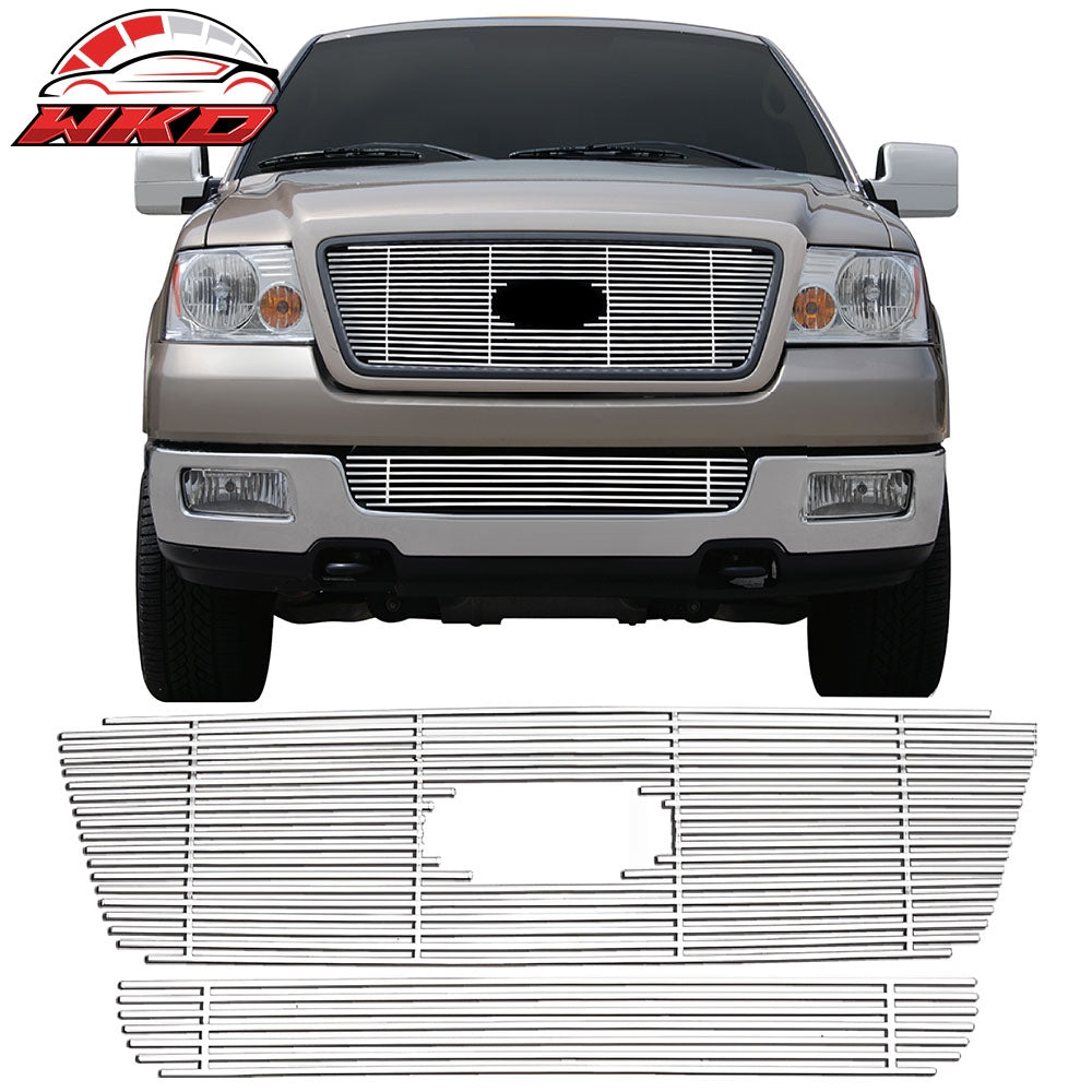 Fits 04-08 Ford F-150 Front Bumper Insert Grille Grill Stainless Steel Chrome