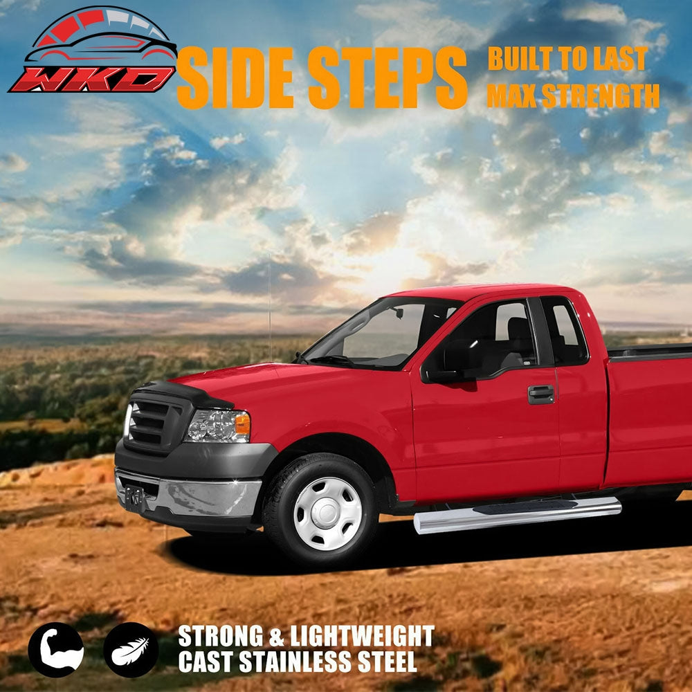 Fits 04-08 Ford F150 Regular Cab 4" Oval Chrome Side Step Nerf Bar Running Board