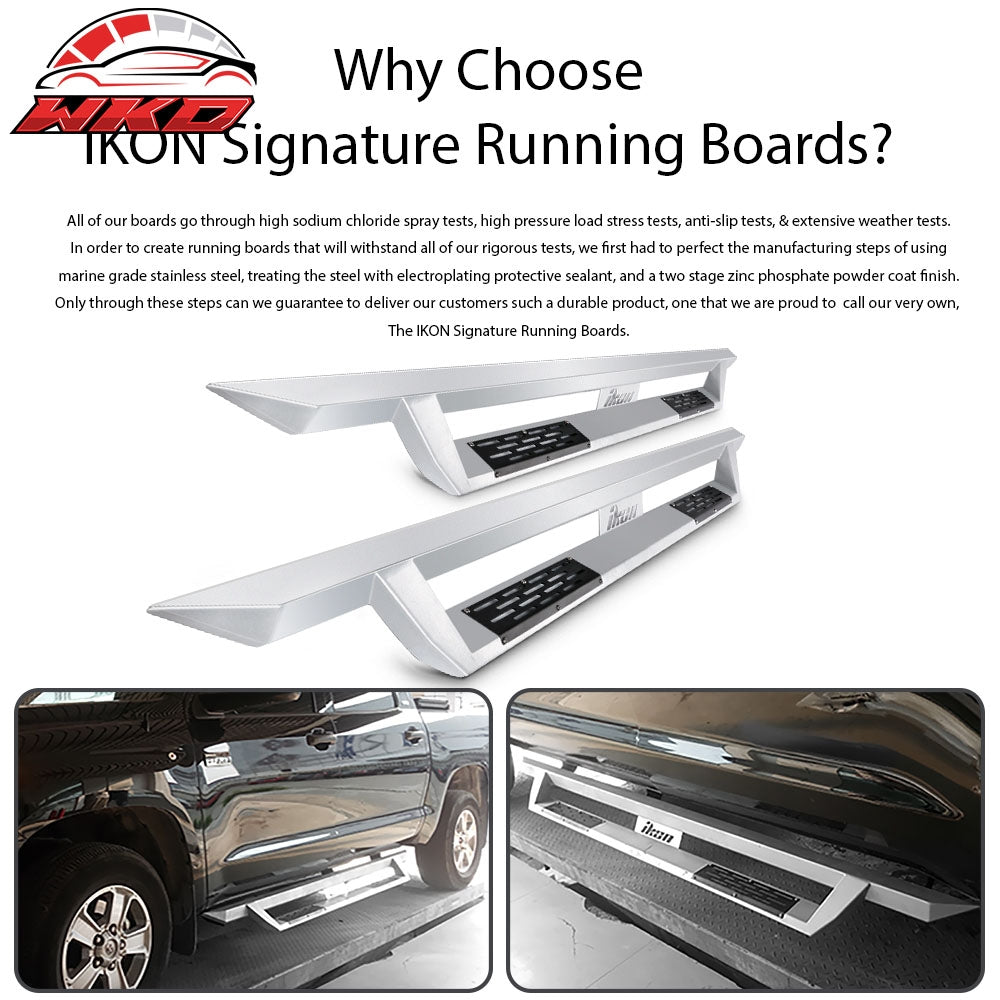 Fits 09-14 Ford F150 Crew Cab IKON V1 Style Running Boards Side Step Bar Silver