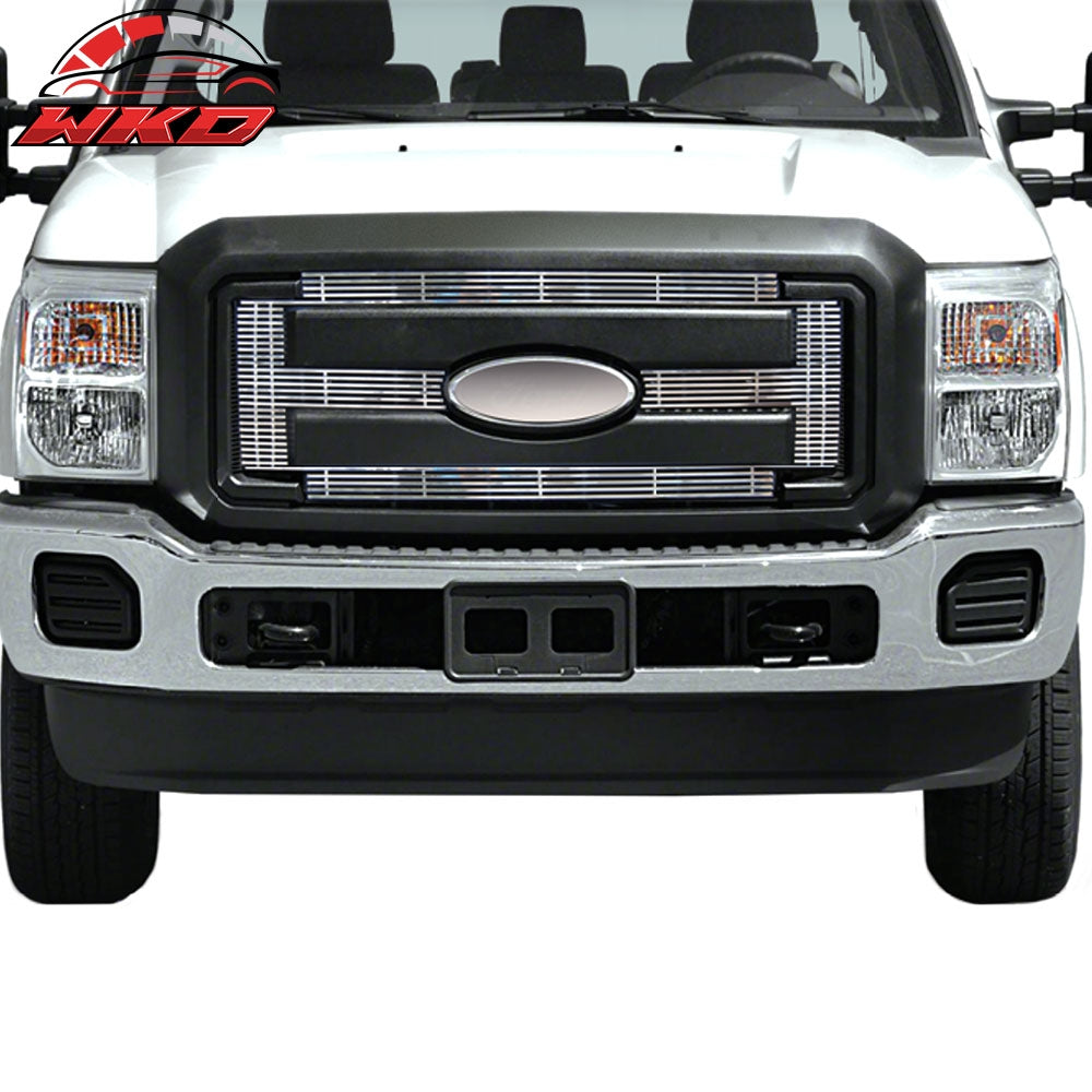 For 11-13 Ford F250 Super Duty Billet Chrome Front Insert Grille Stainless Steel