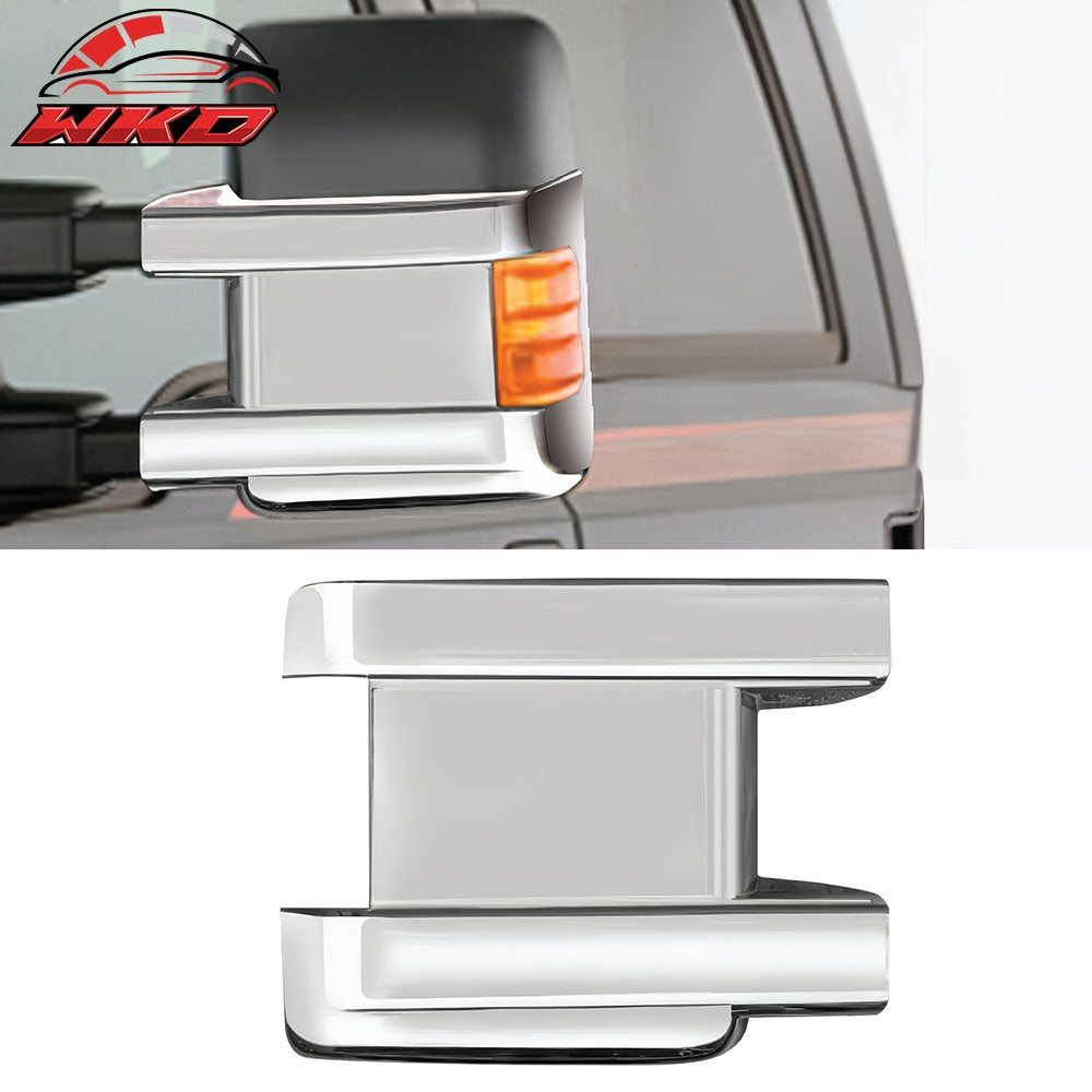Fits 08-16 Ford F-250 Super Duty Mirror Caps W/ Signal Light Cut-Out Chrome ABS