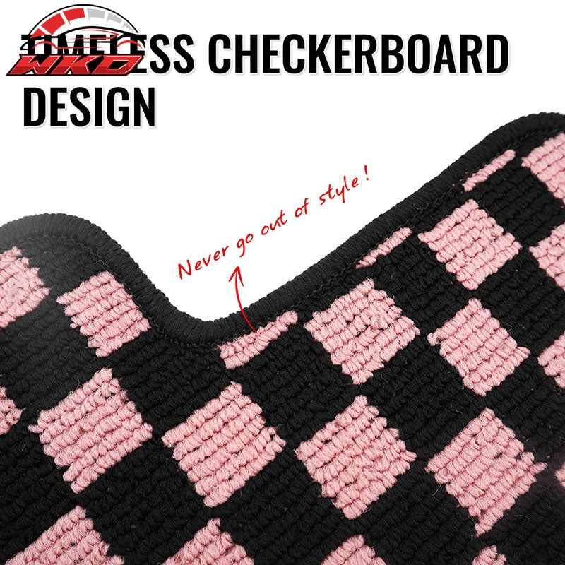 Fits 12-18 Ford Focus Anti-slip Floor Mats Checkered Carpets Black Pink Plaid