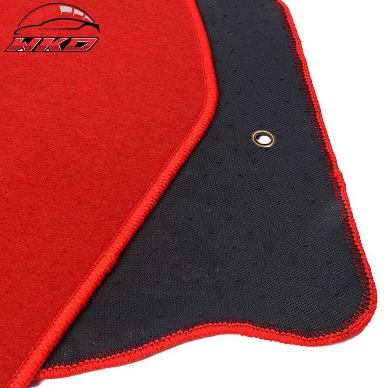 Fits 00-07 Ford Focus 4PCS Auto Car Floor Mats Liner Front Rear Nylon Red Carpet