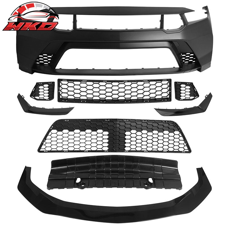 Fits 24-26 Ford Mustang Front Bumper Cover GTD Style Conversion Gloss Black Lip