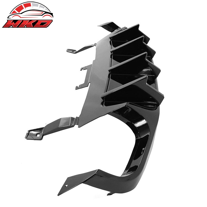 Fits 13-14 Ford Mustang GT500 Gloss Black PP Rear Diffuser Lip W/ V4 Style Fin