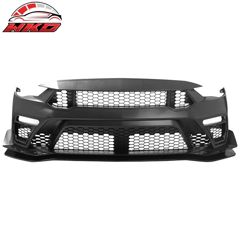 Fits 18-23 Ford Mustang GTD Style Front Bumper Conversion W/ Grilles + Front Lip