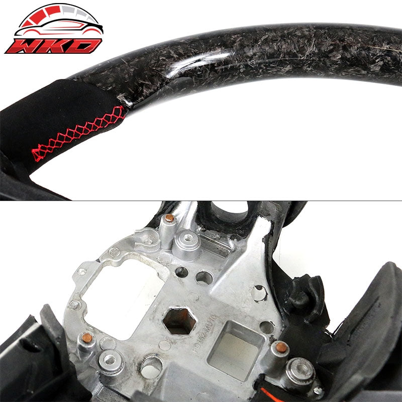 Fits 10-14 Mustang Steering Wheel Forged Carbon Fiber Alcantara