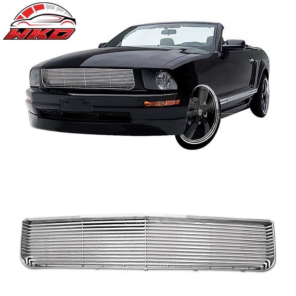 Fits 2005-2009 Ford Mustang V6 LX Front Bumper Mesh Grille Grill Trim Chrome 1PC