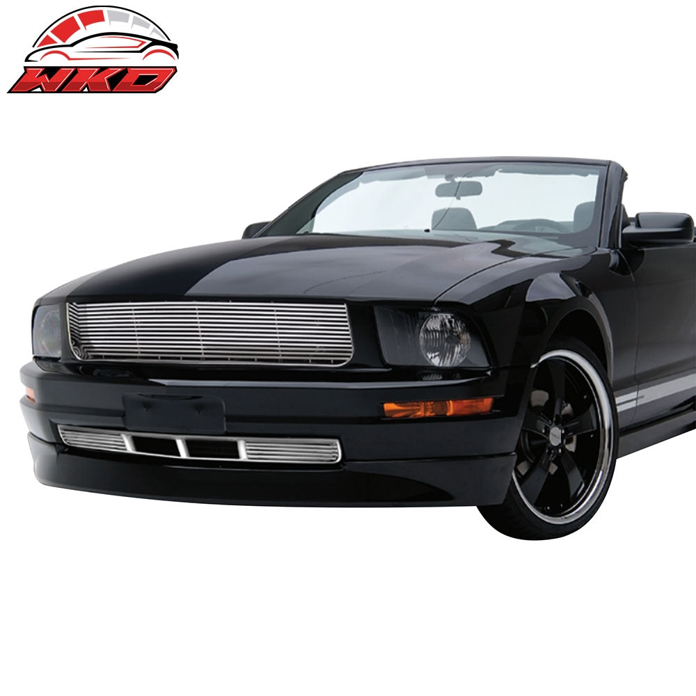 For 05-09 Ford Mustang V6 Billet Style Chrome ABS Front Insert Upper Mesh Grille