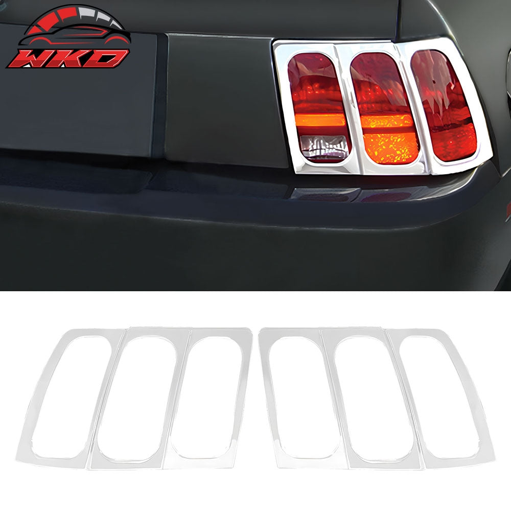 Fits 99-04 Ford Mustang Chrome ABS Tail Lights Frame Bezels Cover Trim 2PC
