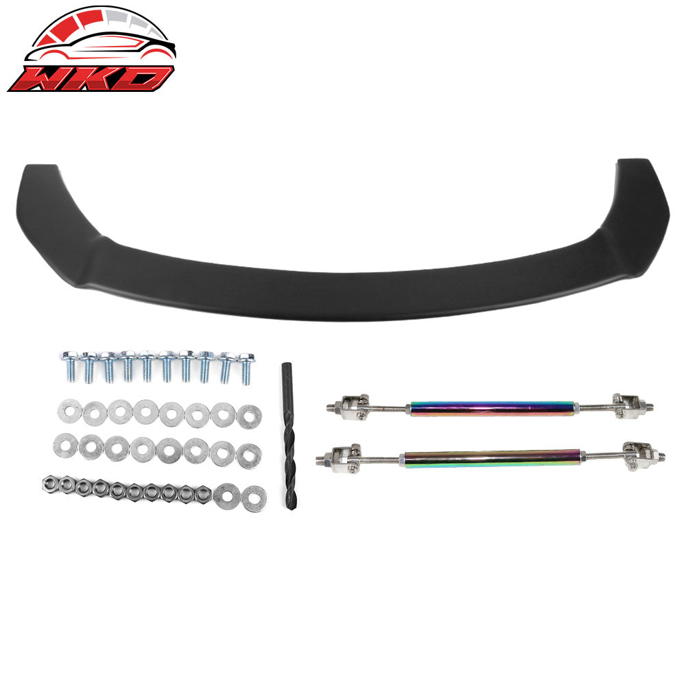 Fits 18-19 Toyota CHR Front Bumper Lip + Strut Rods Matte BlacK PP & NEO Rods
