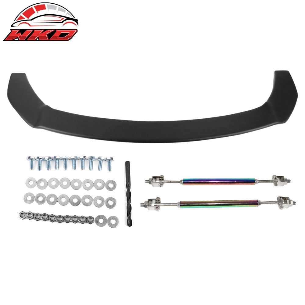 Fits 18-19 Toyota CHR Front Bumper Lip + Strut Rods Matte BlacK PP & NEO Rods