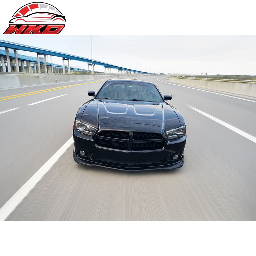 Fits 11-14 Dodge Charger RT SXT SE IKON Style Front Bumper Lip Unpainted - PU