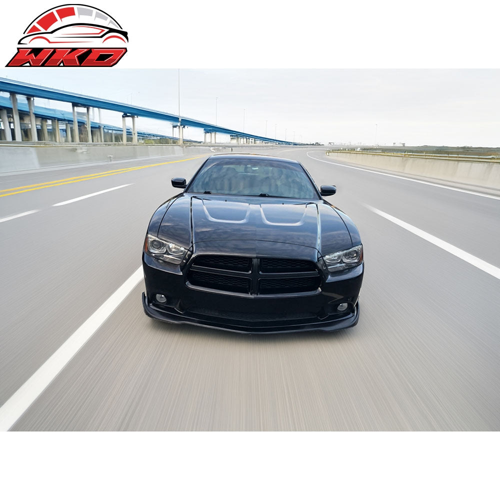 Fits 11-14 Dodge Charger RT SXT SE IKON Style Front Bumper Lip Unpainted - PU