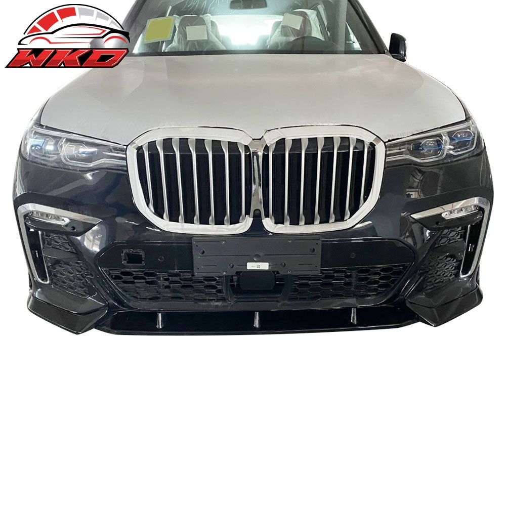 Fits 19-22 BMW G07 X7 M Sport 3PCS Front Bumper Lip Black Primer