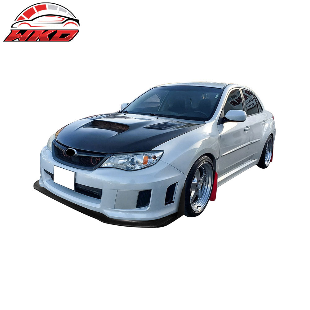 Fits 11-14 Subaru WRX STI Front Bumper Splitters Winglets Ikon V6 Style PU 2PCS