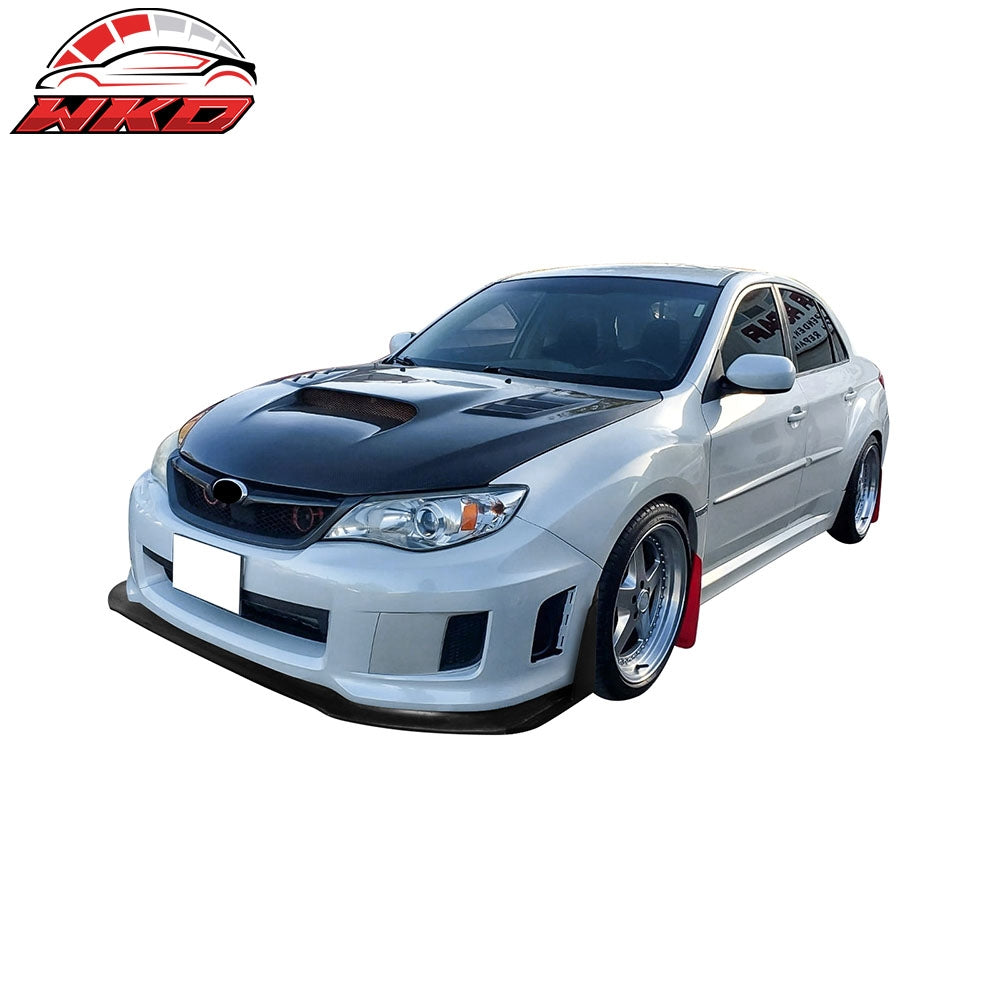 Fits 11-14 Subaru WRX STI Front Bumper Splitters Winglets Ikon V6 Style PU 2PCS