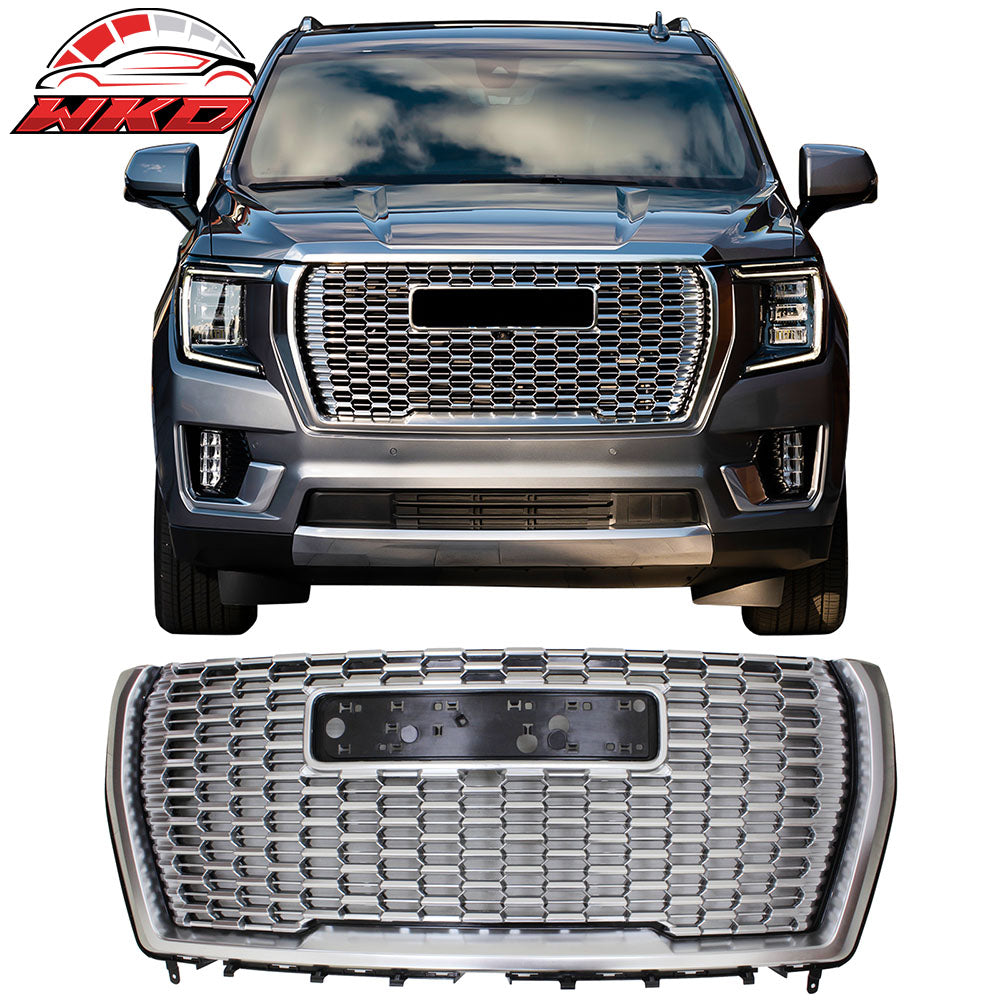 Fits 21-23 GMC Yukon/Yukon XL Denali Style Front Bumper Upper Grille Chrome