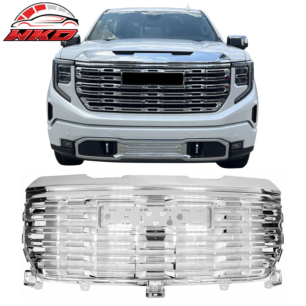 Fits 22-24 GMC Sierra 1500 Denali Style Front Bumper Upper Hood Grille Chrome