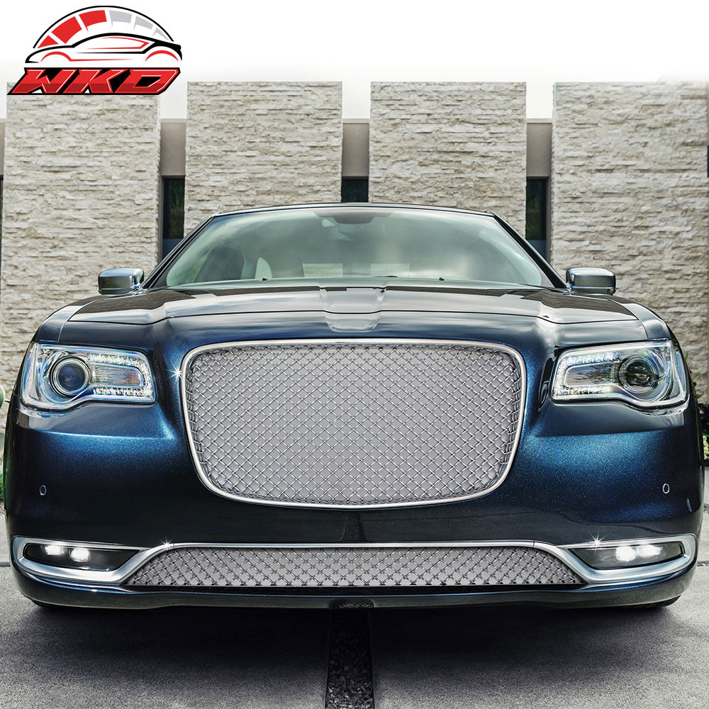 Fits 15-23 Chrysler 300 300C B Style Front Center Lower Grill Mesh Grille Chrome