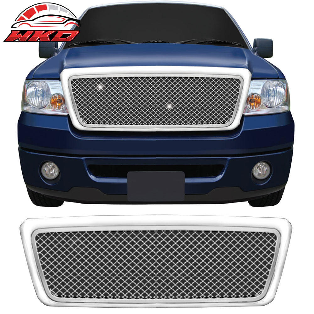 Fits 04-08 Ford F-150 Mesh Style Chrome ABS Front Insert Upper Mesh Grille Cover