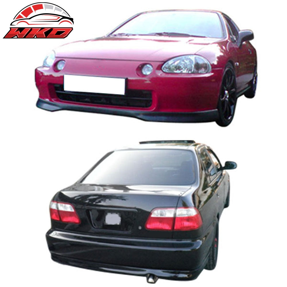 Fits Honda Civic 96-98 Coupe Sedan T-R Style Front + Rear Bumper Lip Spoiler PP