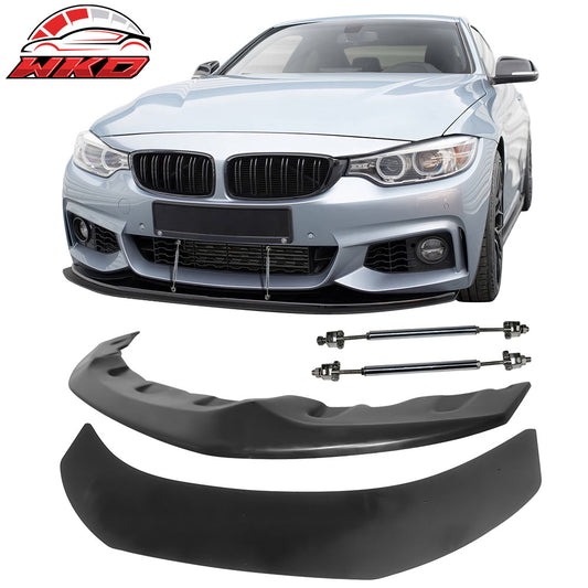 For 14-20 BMW 4-Series M Sport MX Style Front Lip Splitter w/ Gunmetal Strut Rod