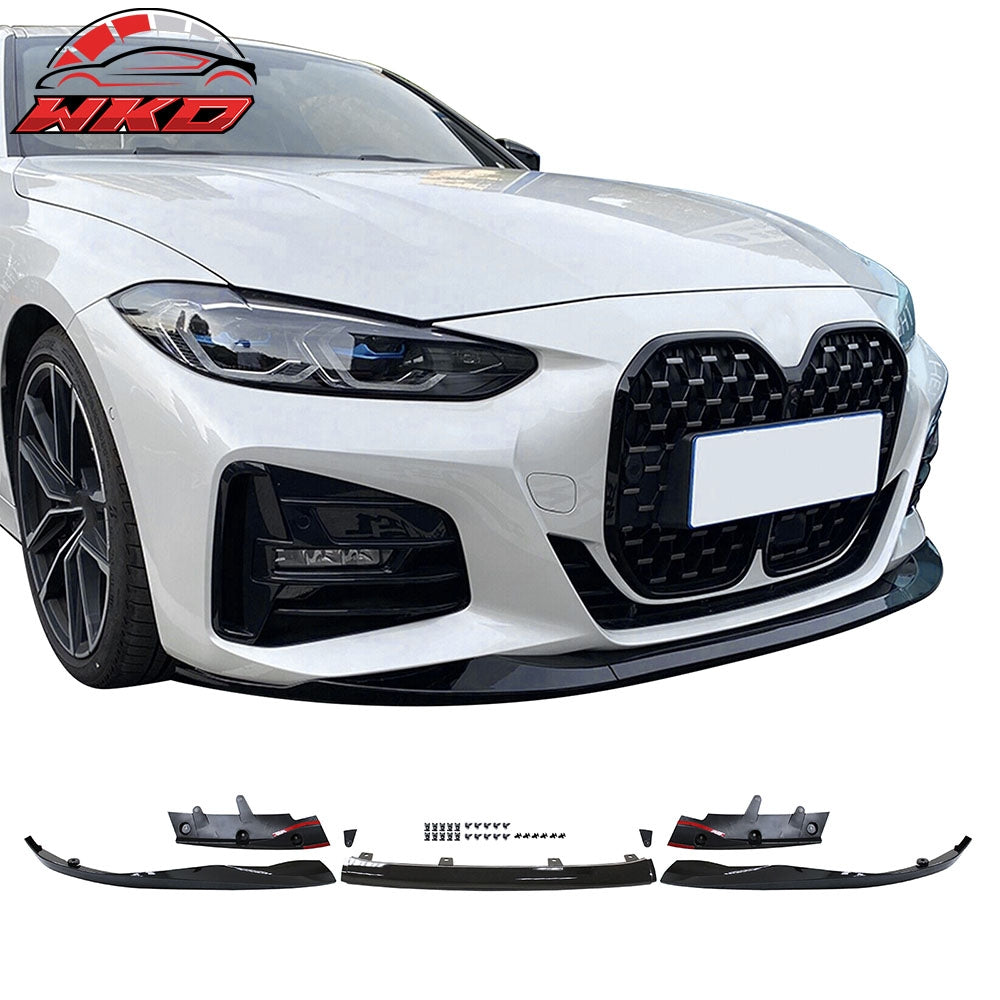 Fits 21-25 BMW G22 G23 4-Series M-Performance Style Front Bumper Lip Gloss Black