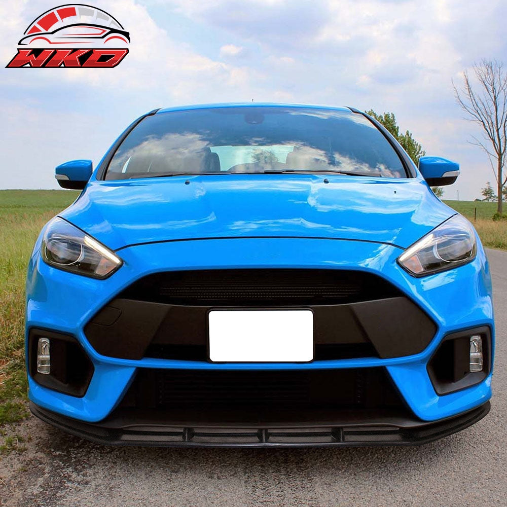 Fits 16-18 Ford Focus RS Front Bumper Lip Spoiler Splitter Unpainted Black PU
