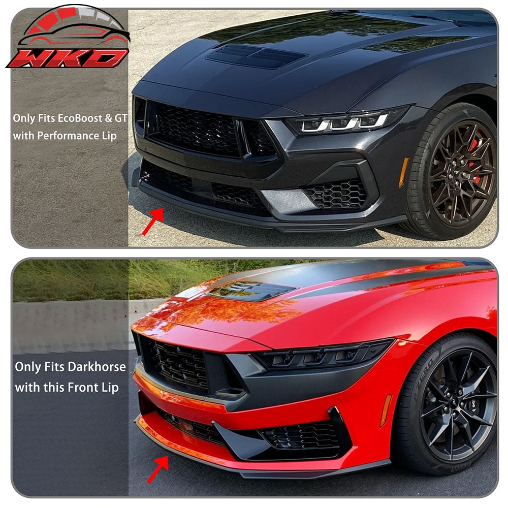 Fits 24-26 Ford Mustang Front Bumper Lip 5PC Spoiler Matte Black Lower Splitter
