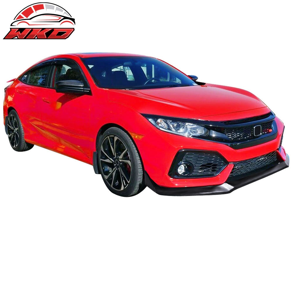 Fits 19-21 Honda Civic CS Style Front Bumper Lip Spoiler Unpainted Black PU
