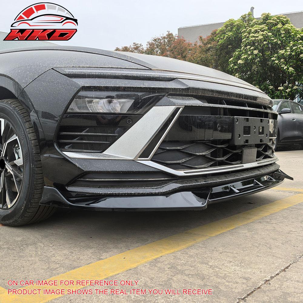 Fits 24-25 Hyundai Sonata IKON V1 3PCS Front Bumper Lip PP Carbon Fiber Print