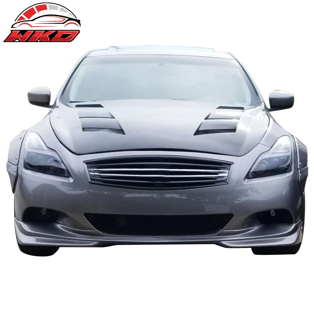Fits 08-14 Infiniti G37 Coupe Q60 J Style Front Bumper Lip Spoiler Unpainted PU
