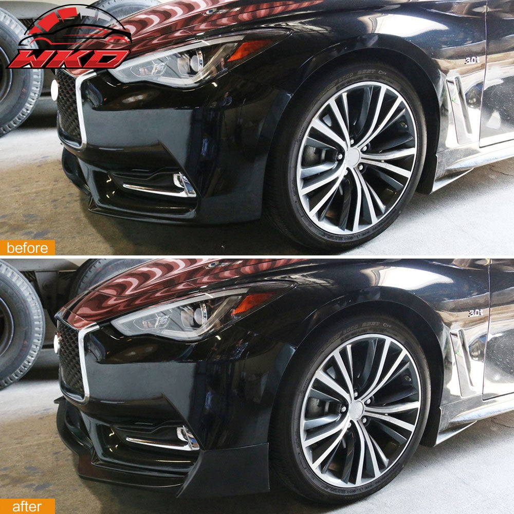 Fits 17-22 Infiniti Q60 Coupe S Style Front Bumper Lip Spoiler Unpainted PU