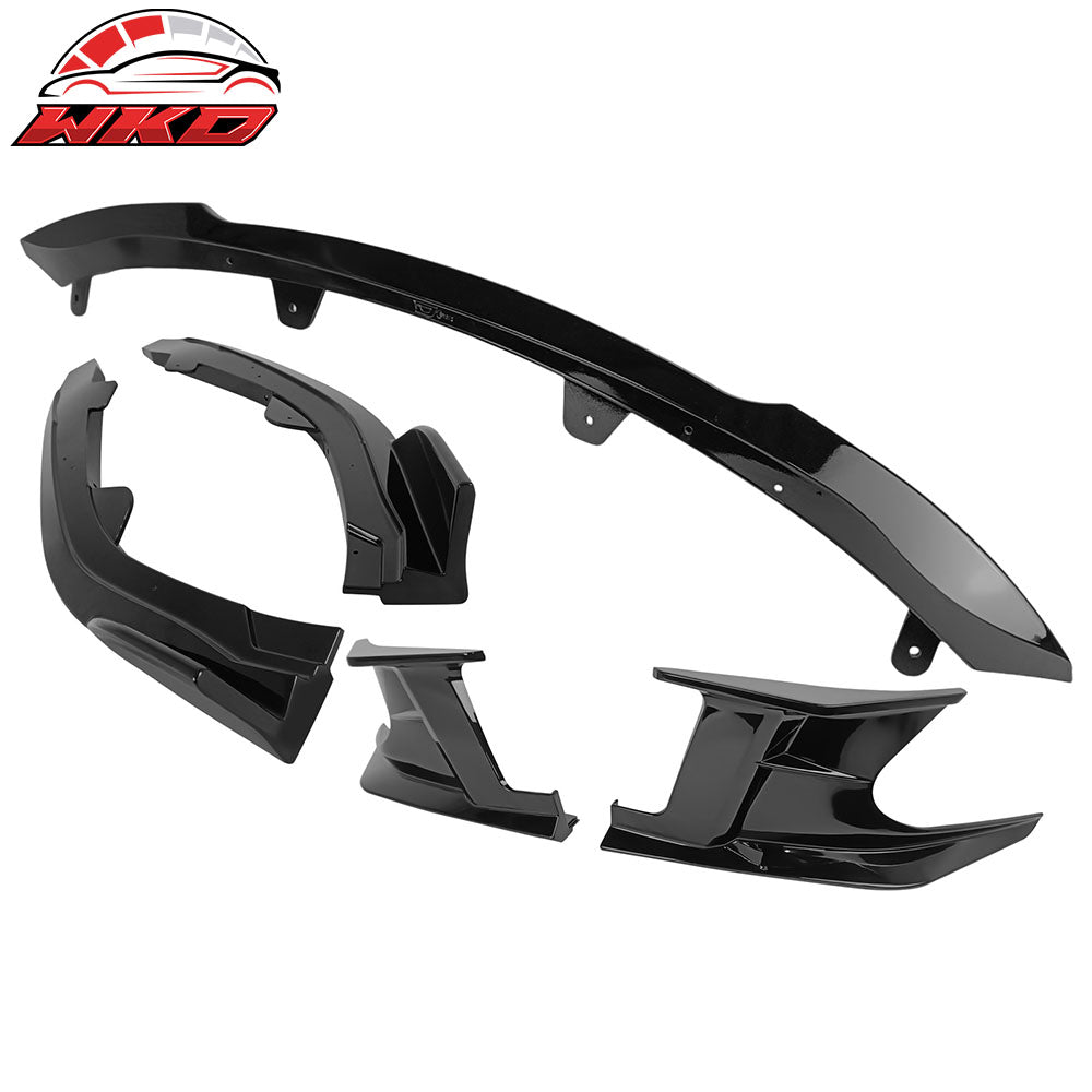 Fits 19-22 Toyota Corolla 3PCS Front Bumper Lip + 2PCS Side Canards Gloss Black