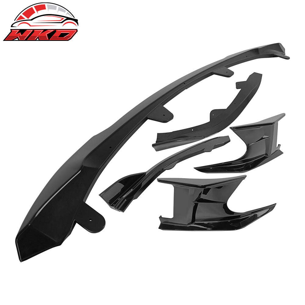 Fits 23-25 Toyota Corolla Auris 3PC Front Bumper Lip 2PC Side Canard Gloss Black