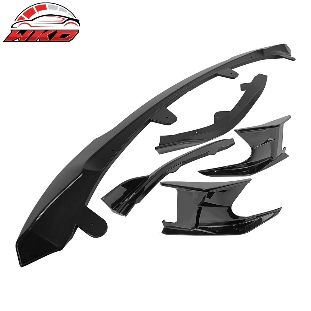 Fits 23-25 Toyota Corolla Auris 3PC Front Bumper Lip 2PC Side Canard Gloss Black