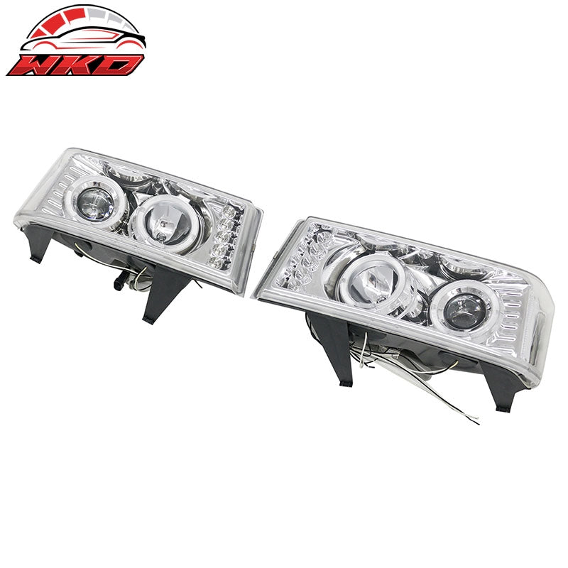 Fits 04-12 GMC Canyon& Chevy Colorado Chrome Front Bumper Head Lights Lamps Pair