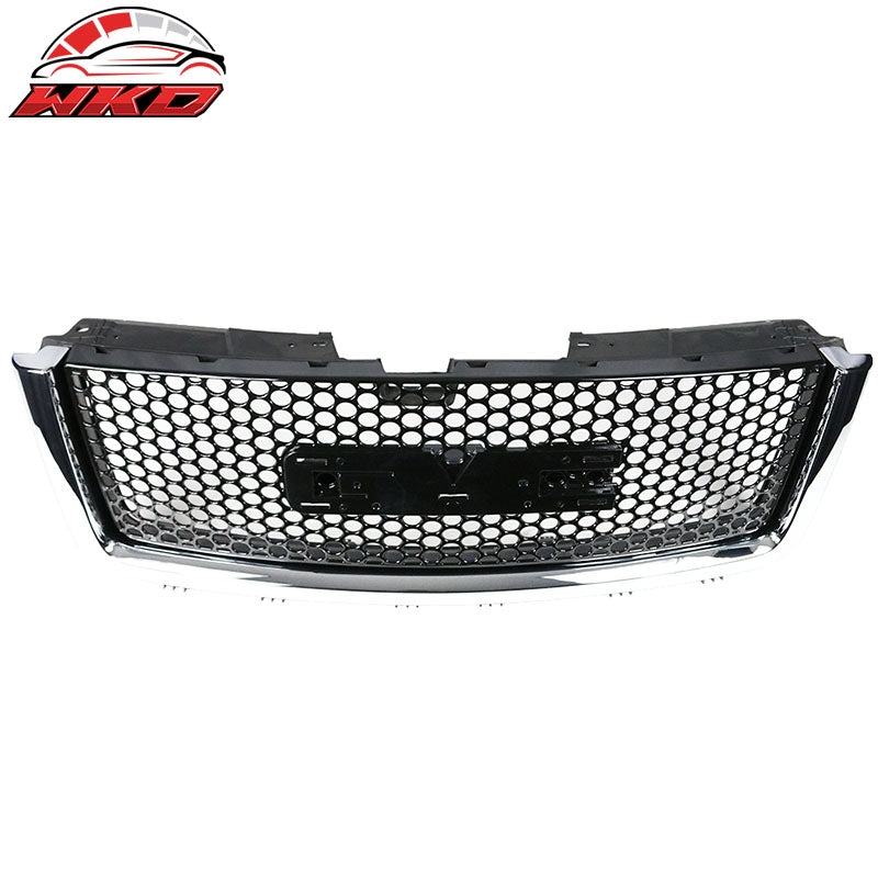 Fits 07-13 GMC Sierra 1500 Front Upper + Lower Grille + Hood Molding Gloss Black
