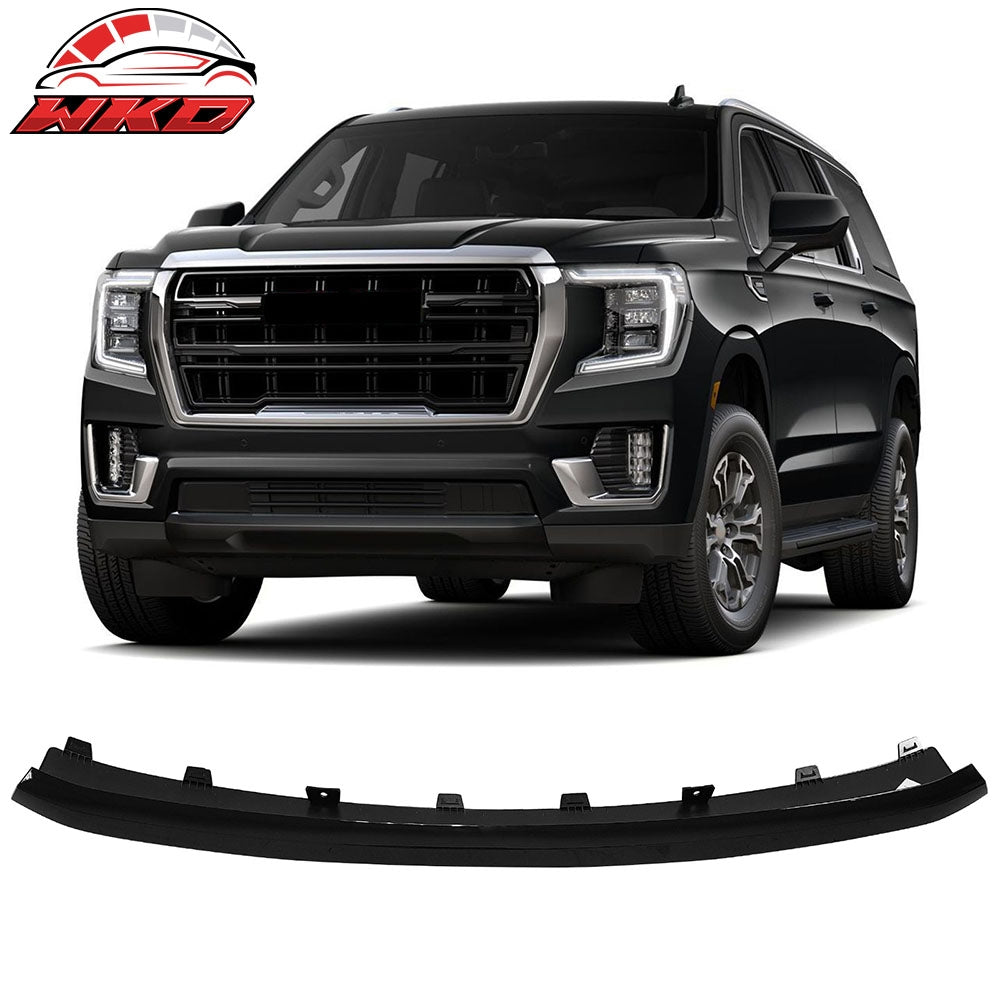 Fits 21-23 GMC Yukon Gloss Black Front Bumper Impact Bar Skid Plate Panel Trim