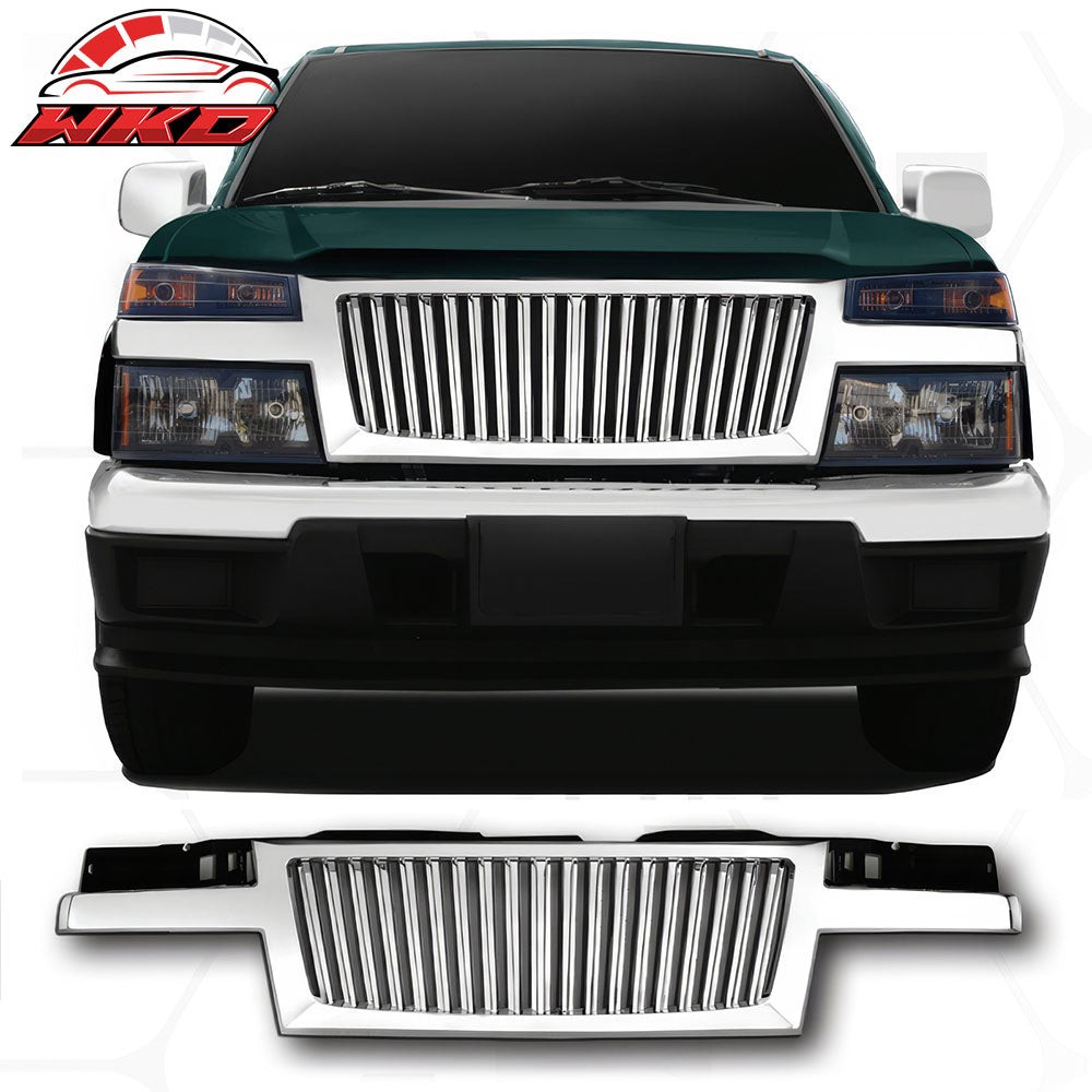 Fits 04-12 Chevrolet Colorado ABS Front Bumper Grille Guard Cover Grill - Chrome