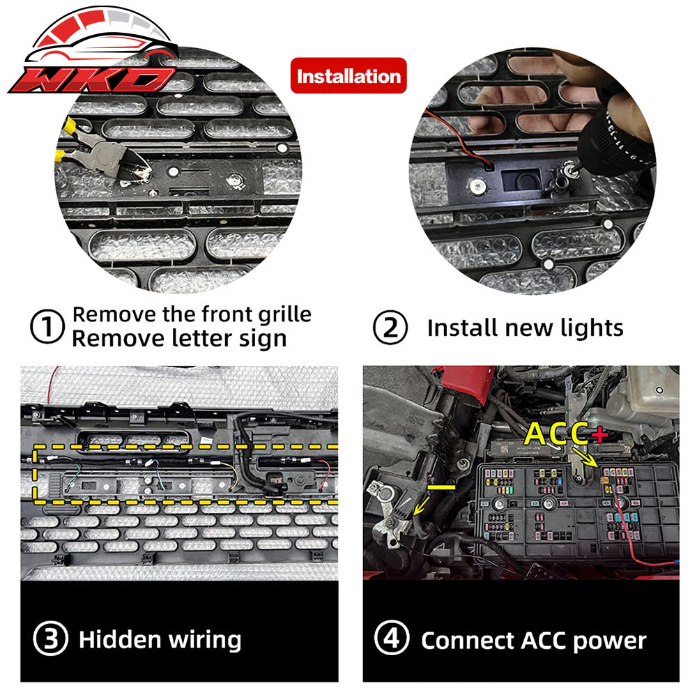 2021-26 Ford Bronco 2/4 Door Black Front Grille Light Strip LED Dynamic Lamps | Wholesale