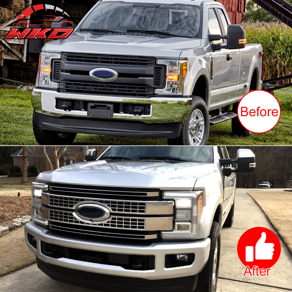 Fits 17-19 Ford F250 F350 F450 F550 Superduty Platinum Style Grille 4PC - Chrome