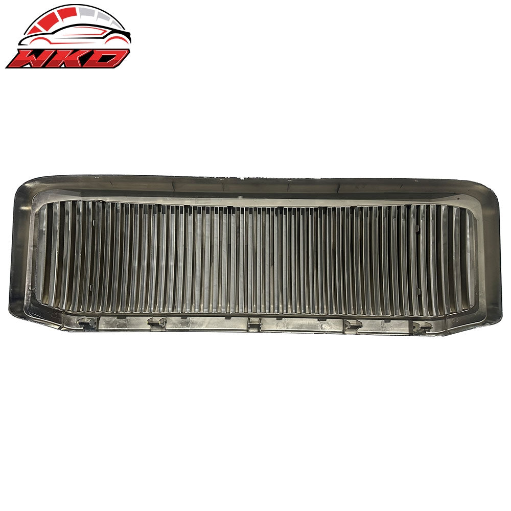 Fits 05-07 Ford F-250 Vertical Style Front Bumper Hood Upper Grille Chrome ABS