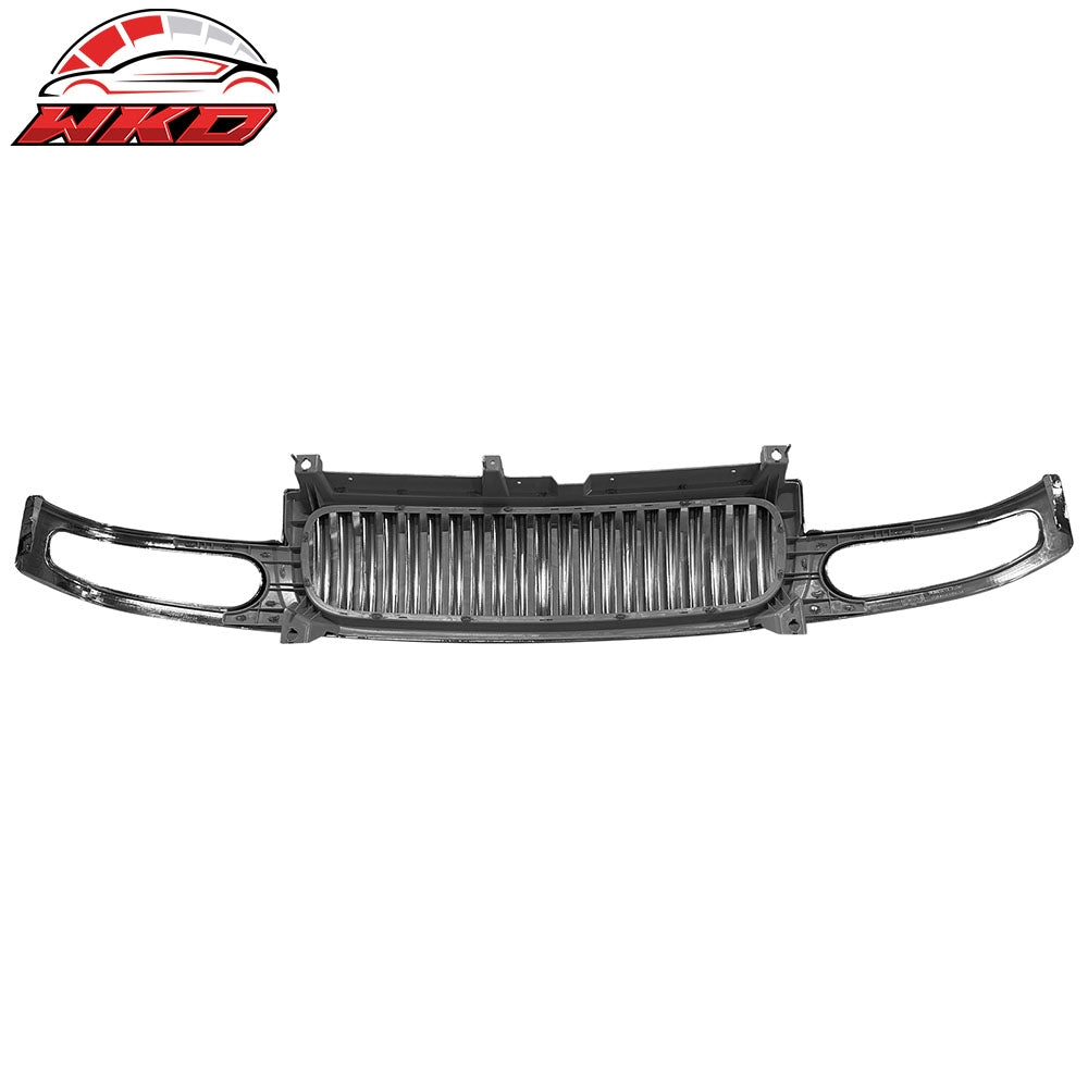 Fits 00-06 GMC Yukon Vertical Style Front Bumper Hood Upper Grille Chrome ABS