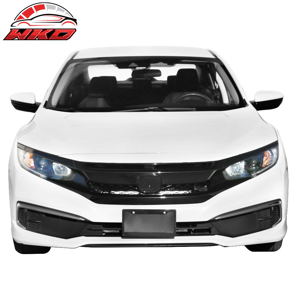 Fits 19-21 Honda Civic TR Style Front Bumper Hood Mesh Grille ABS Gloss Black