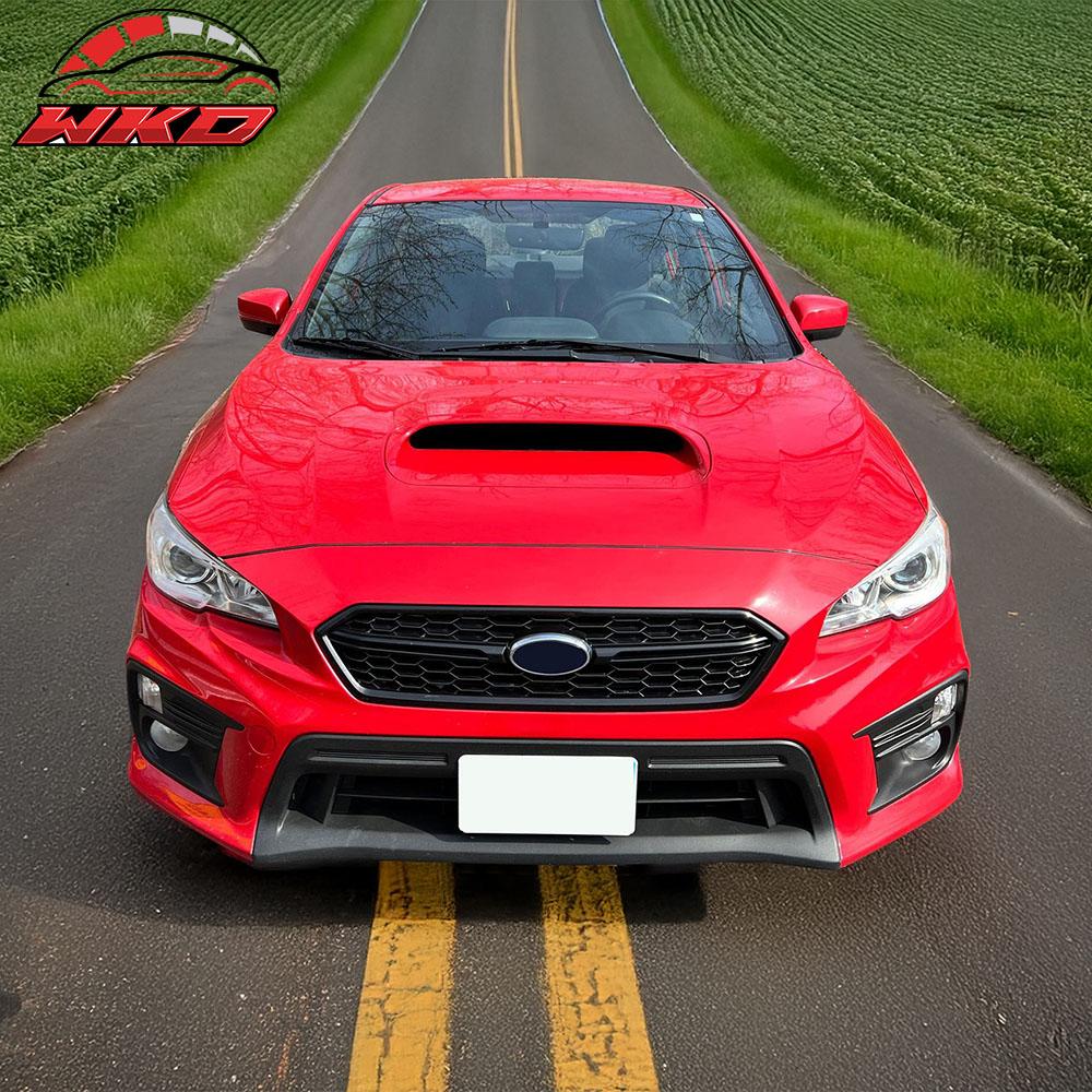 Fits 18-21 Subaru WRX Sedan STI Style Front Bumper Upper Grille Gloss Black ABS