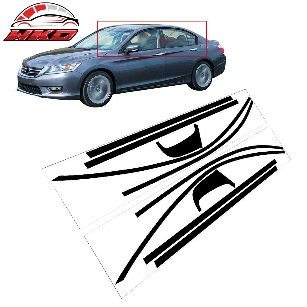 Fits 13-17 Honda Accord 4Dr Blackout Window Trim Chrome Delete Vinyl Gloss Black